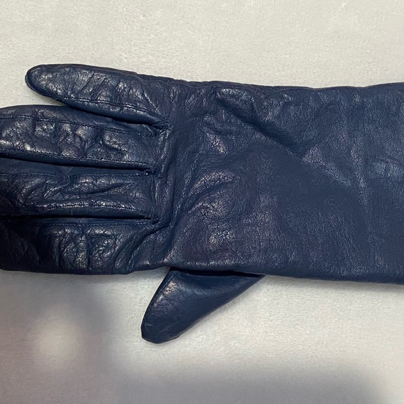 Navy W leather Gloves SZL - Picture 3 of 4